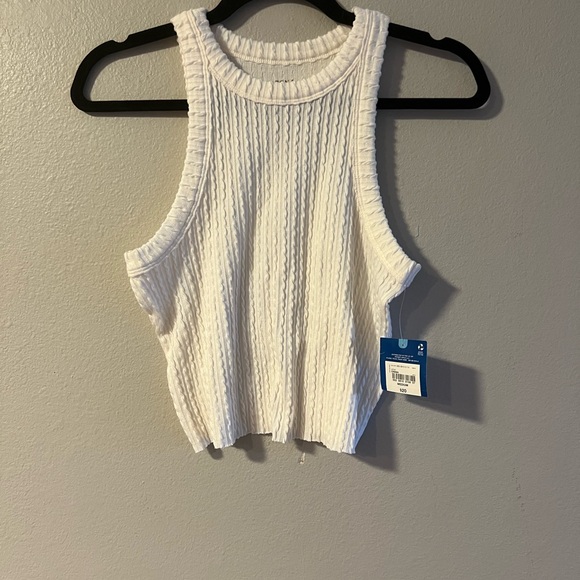 White Ribbed Crop Tank Top - Picture 1 of 6